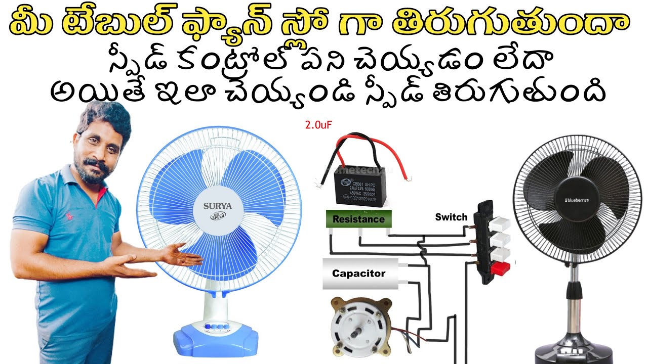 Table Fan Slow Speed Problem Repair | Table Fan repair in telugu | How to increase stand fan speed