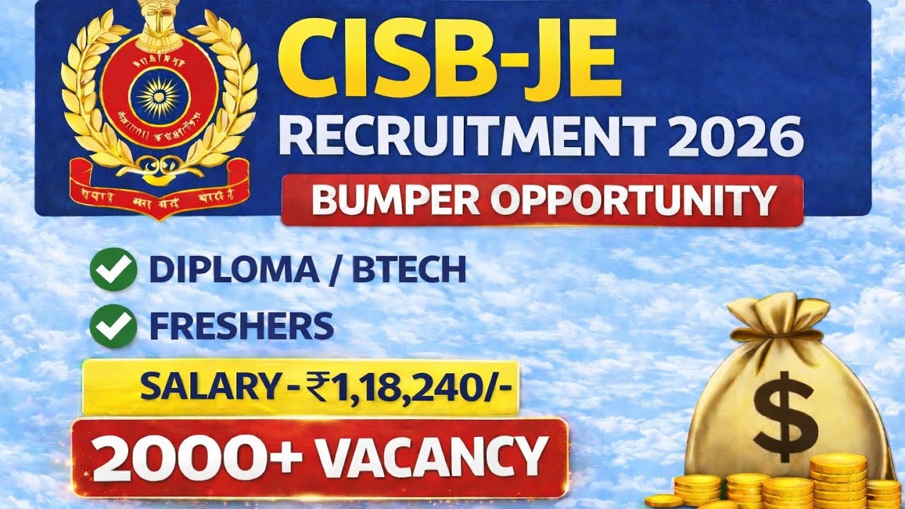UPCISB-JE RECRUITMENT 2026 | CISB RECRUITMENT 2026 | CISB JE VACANCY | JUNIOR ENGINEERS JOBS 2026