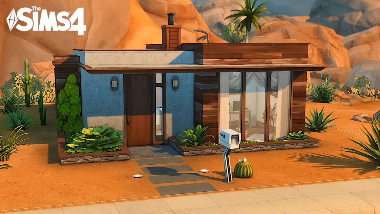 Modern Wood Desert House | The Sims 4 ASMR Build | No CC