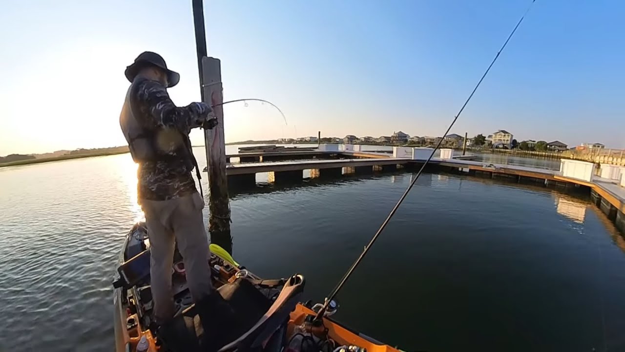 Epic Battle with Dock Monsters!!  Kayak Fishing Oak Island, NC