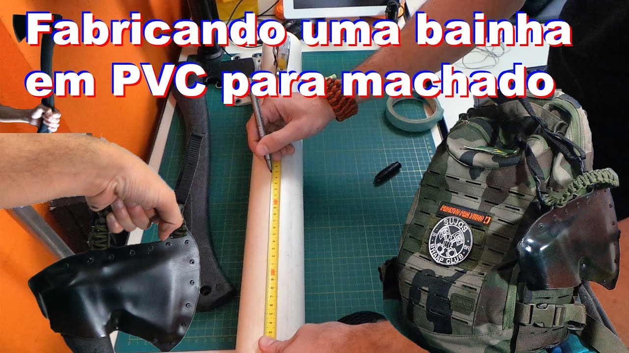 Bainha de PVC feita em casa para machado Paraboni escoteiro (tutorial machadinha)