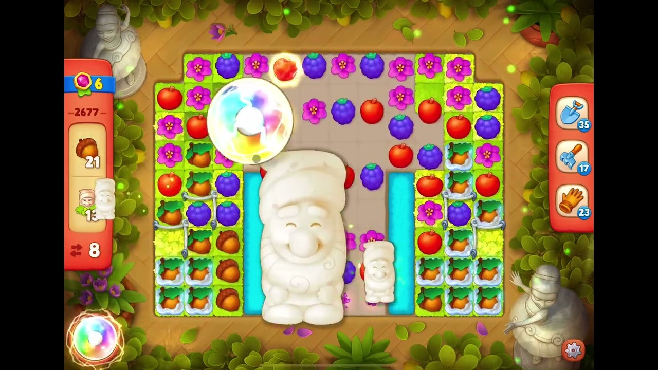 GardenScapes Level 2677 no boosters (16 moves)