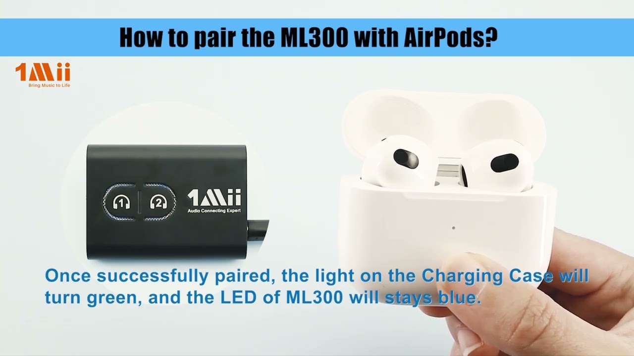 1Mii Bluetooth 5.3 Transmitter Receiver for TV to Wireless Headphones.