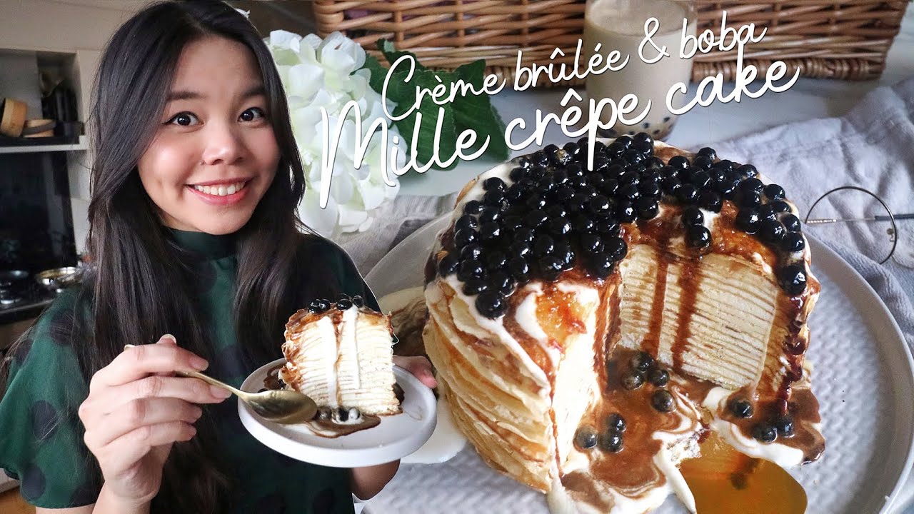Crème Brûlée & Brown Sugar Boba Mille Crêpe Cake