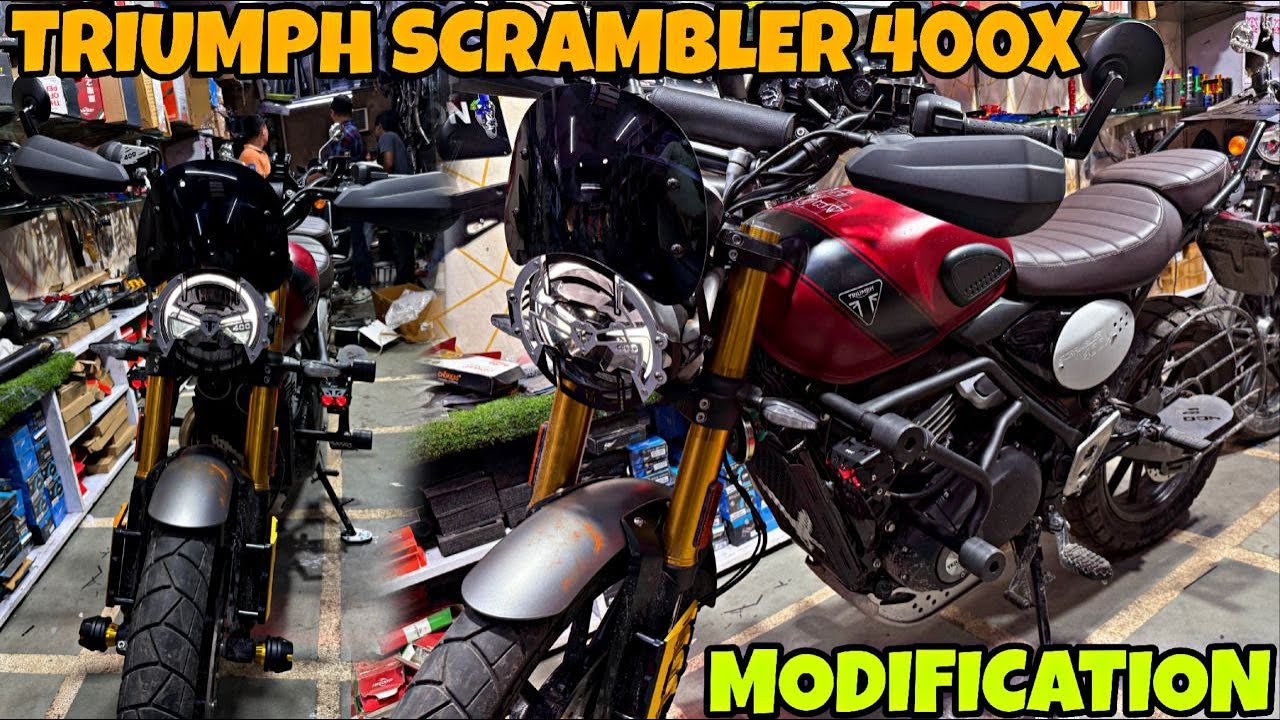 TRIUMPH SCRAMBLER 400 ki Detailed Modification 😍 | Top Notch Modified | Crash Guard | Fog Light |