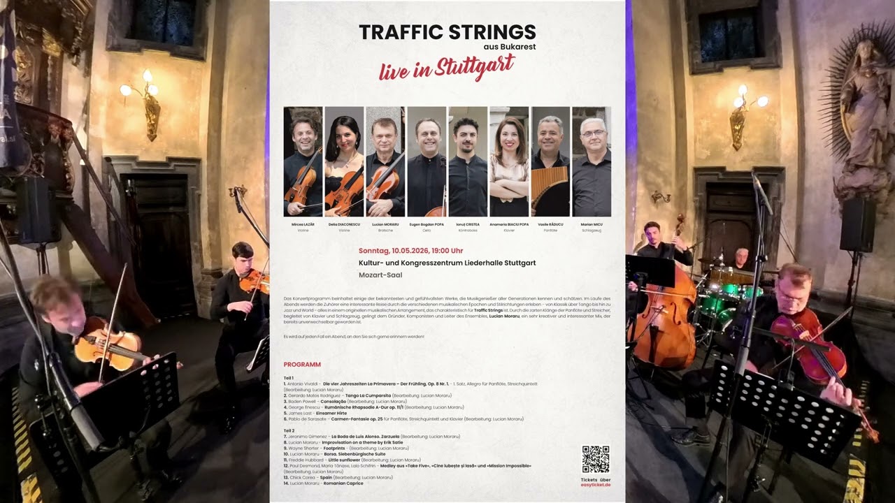 TRAFFIC STRINGS LIVE at Liederhalle Stuttgart Mozart-Saal, Sonntag, 10.05.2026, 19:00 Uhr