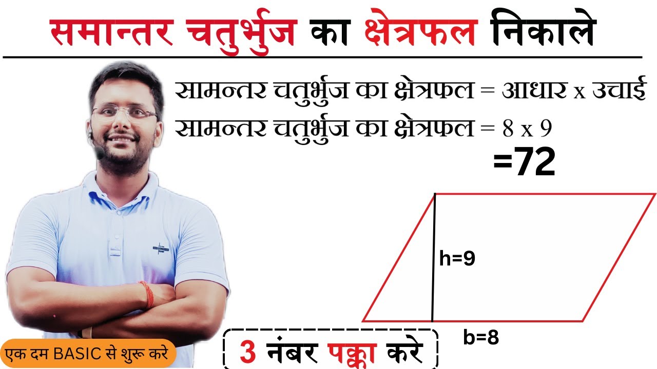 Samantar Chaturbhuj ka Kshetrafal 🔥 | Class 6, 7, 8 Maths | Area of Parallelogram