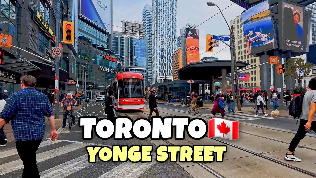 Toronto 🇨🇦 Walk on Yonge Street | Exploring Dundas Square Toronto Downtown Canada 4k