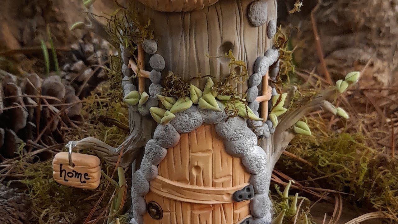 Casita de hadas en porcelana fría paso a paso. Fairyhouse diy.