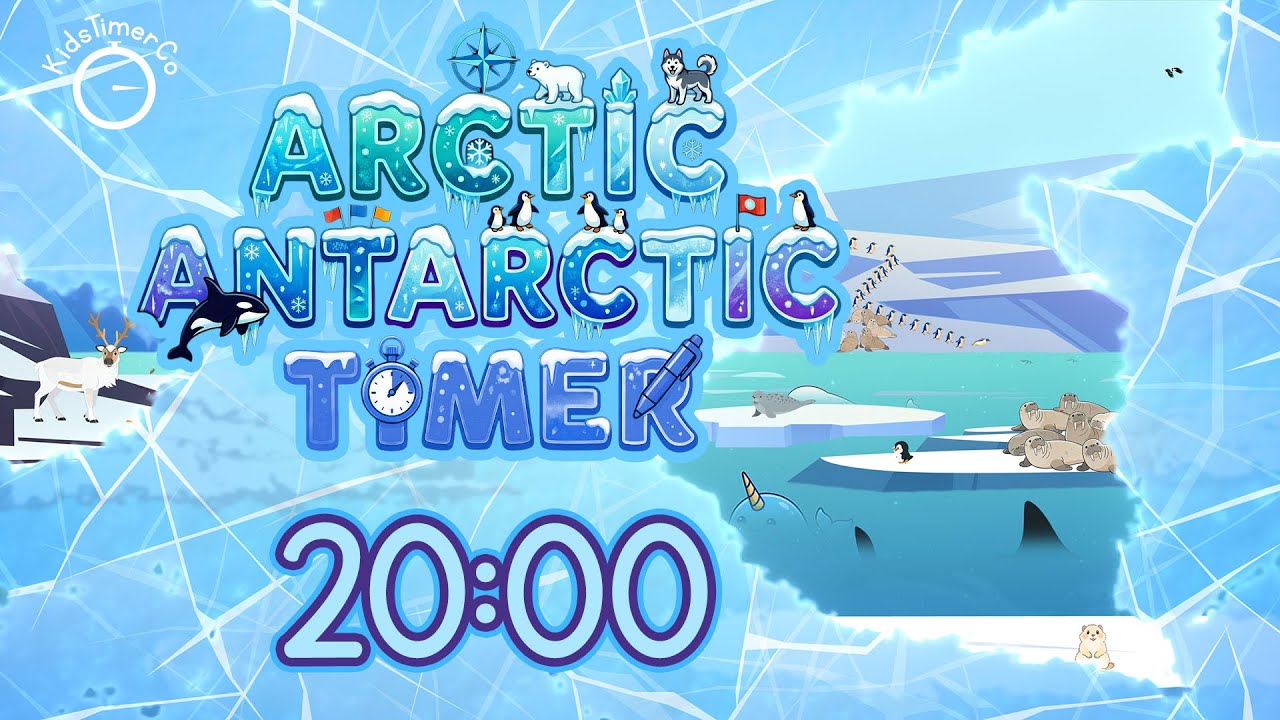 20 Minute Arctic & Antarctic Adventure! 🧊🐧 Ice Melt Visual Timer for Kids