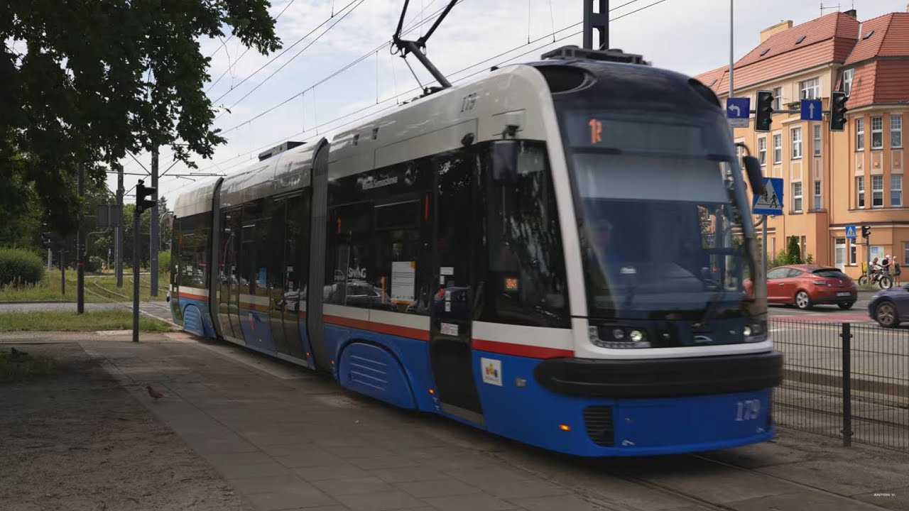 Poland, Bydgoszcz, tram 1 ride from Rondo Grunwaldzkie to Chodkiewicza