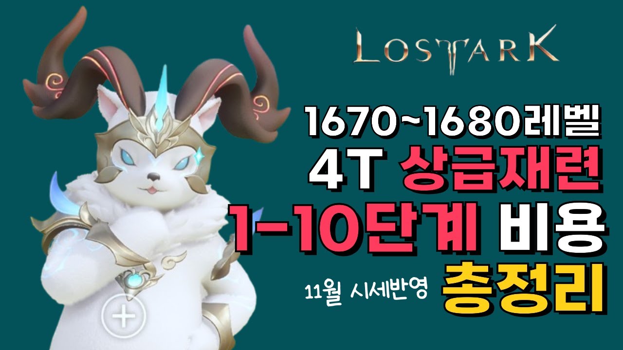 1670 - 1680 레벨 상급재련 비용 총 정리! [로스트아크]