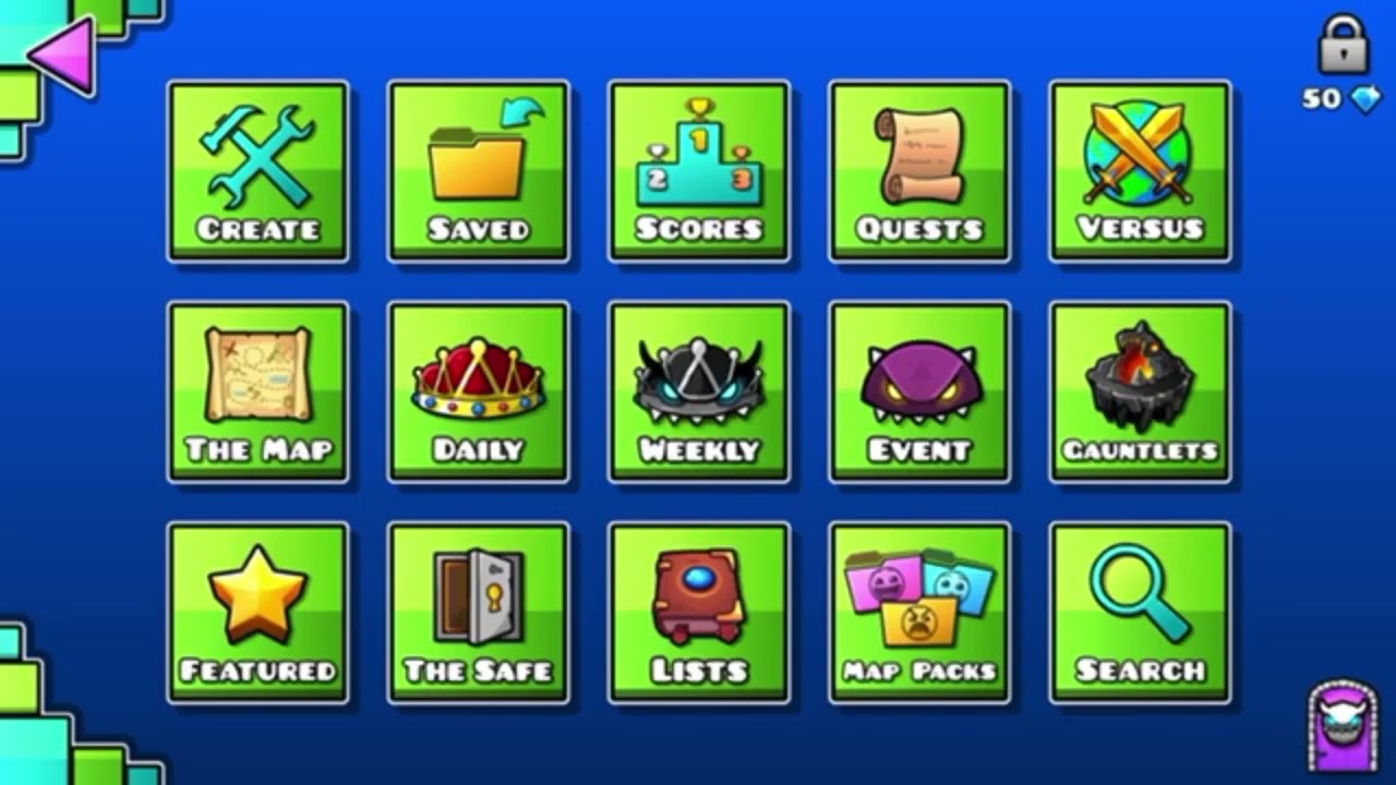 First Geometry Dash lite 2.2 menu unlock...