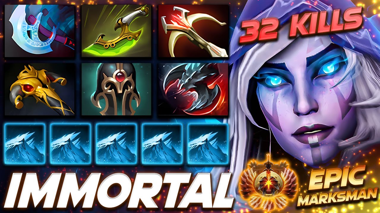 Drow Ranger EPIC MARKSMAN 32 KILLS Immortal Rank - Dota 2 Pro Gameplay [Watch & Learn]