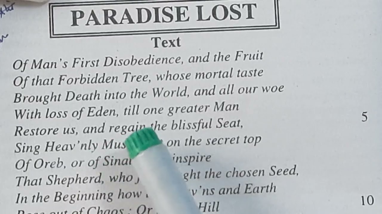 'Paradise Lost' by John Milton, Book I, lines 1-26, fully explained in Hindi by Sulekha Jadaun