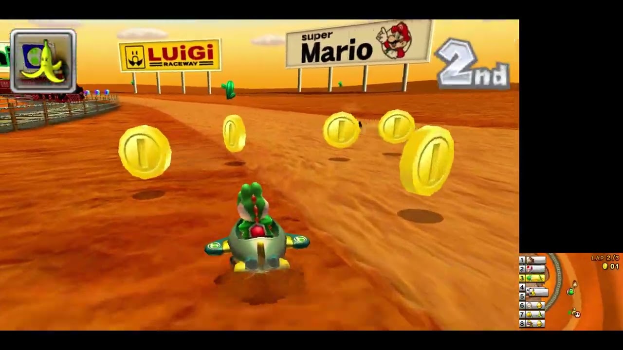 Mario Kart 7 N3DS 150cc Race on N64 Kalimari Desert (Big Main Screen)