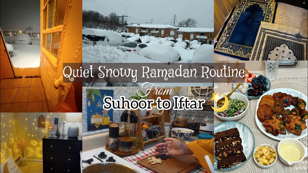 My Routine in Ramadan from Suhoor to Iftar🌙 | Cheesy Chicken Patties for iftar| Snow Storm ❄️ in NJ 
