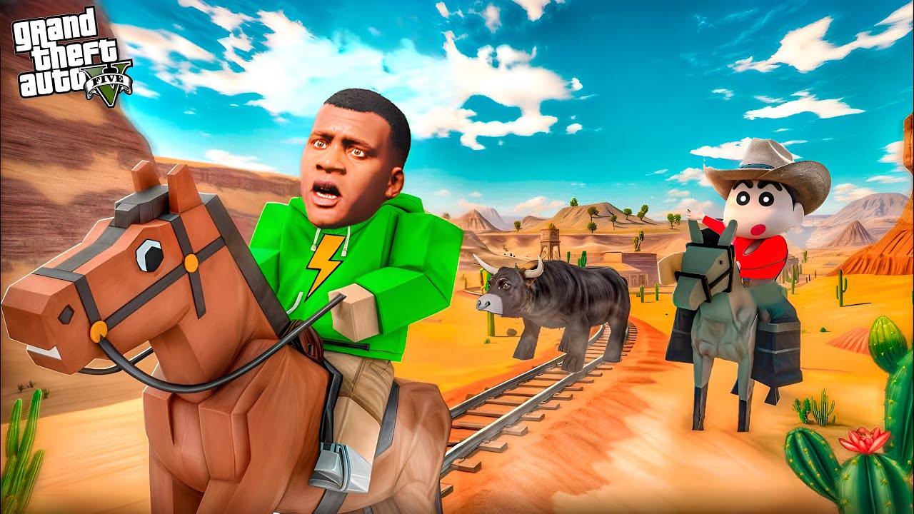Franklin & Shinchan ATTACKED by WILD WEST POLICE in GTA 5