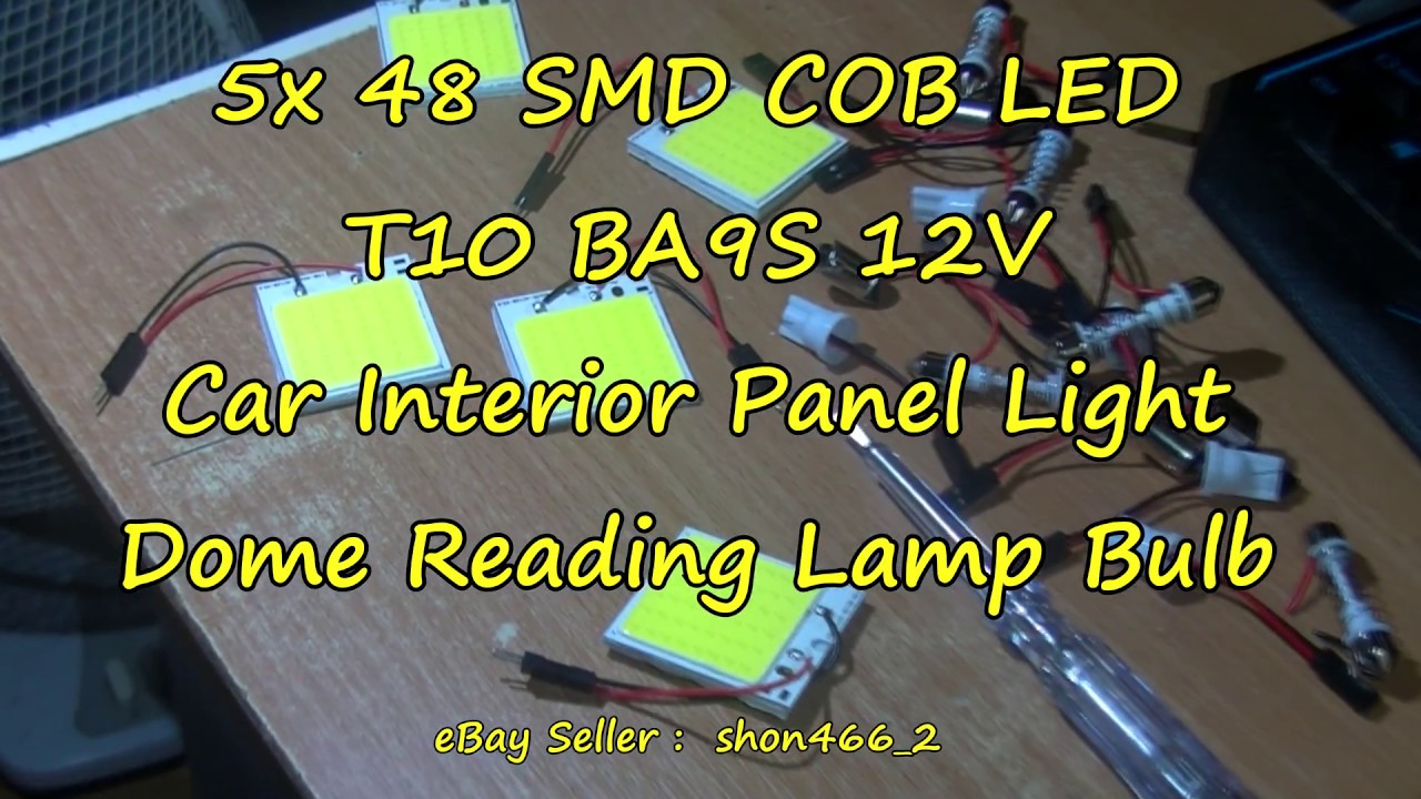5x 48 SMD COB LED T10 BA9S 12V Car Interior Panel Light Dome Reading Lamp Bulb