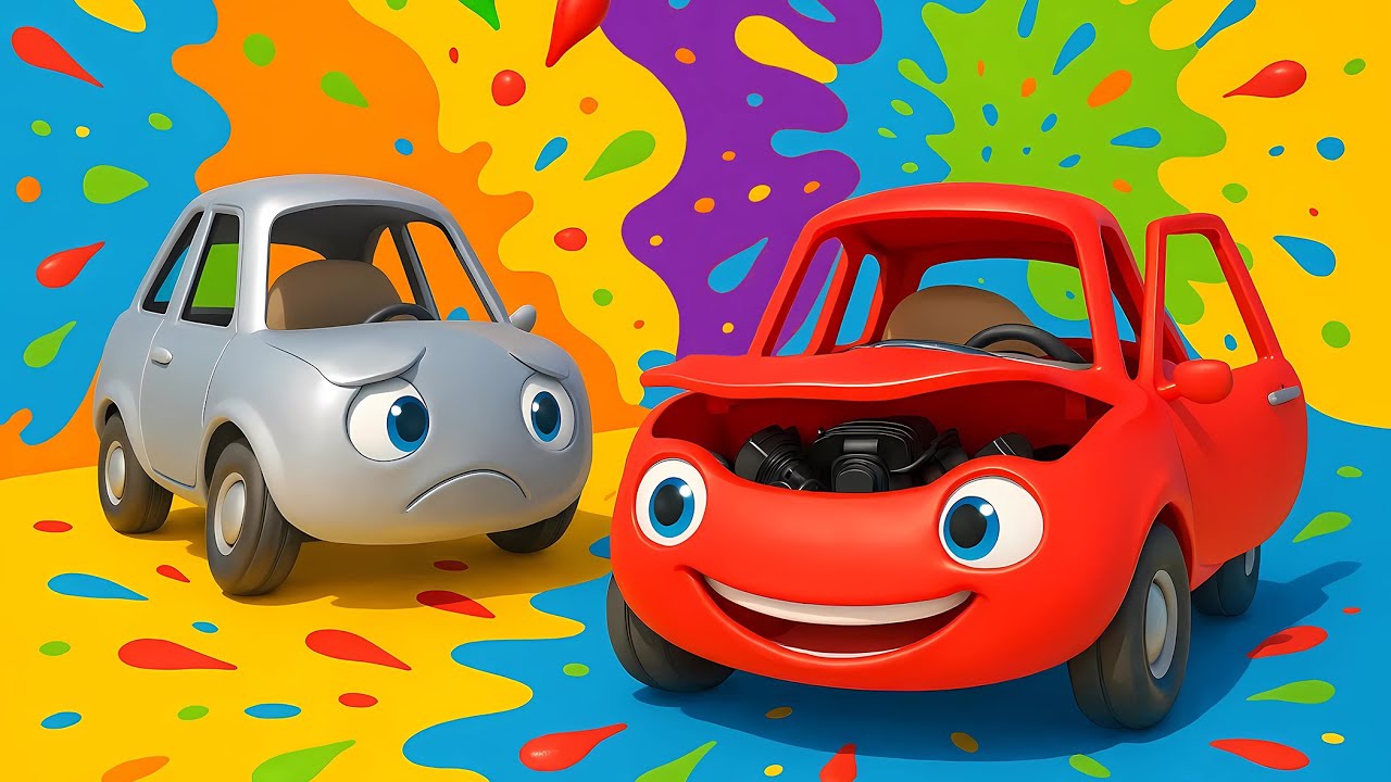 Learn Counting & Colors with Five Little Cars 🚗 | Kids Songs  🎶 | Educational Cartoons for Toddlers