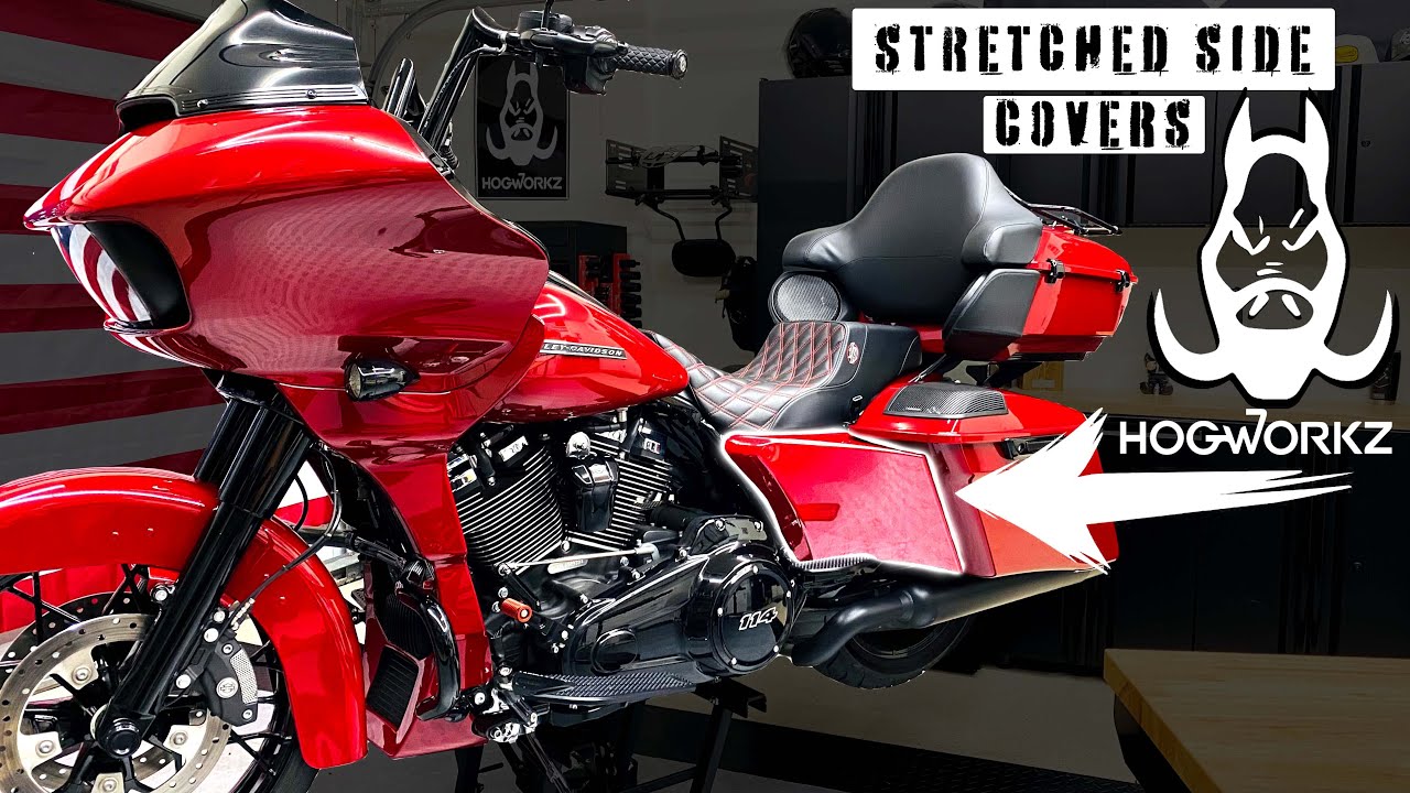 Stretched Side Covers for Harley Touring Bikes from HogWorkz