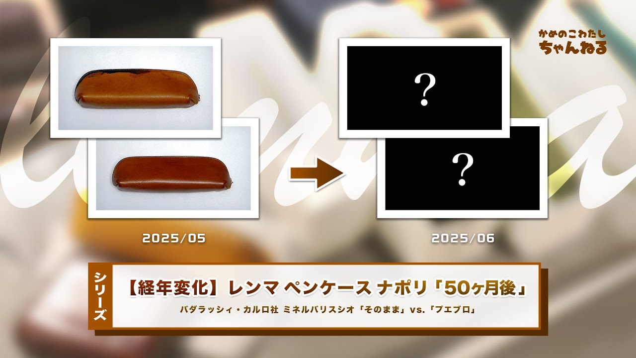 【シリーズ】フリースピリッツ レンマ ペンケース 経年変化「ナポリ」購入約50ヶ月後 (ミネルバリスシオそのまま vs. プエブロ | FREE SPIRITS lemma pen case)