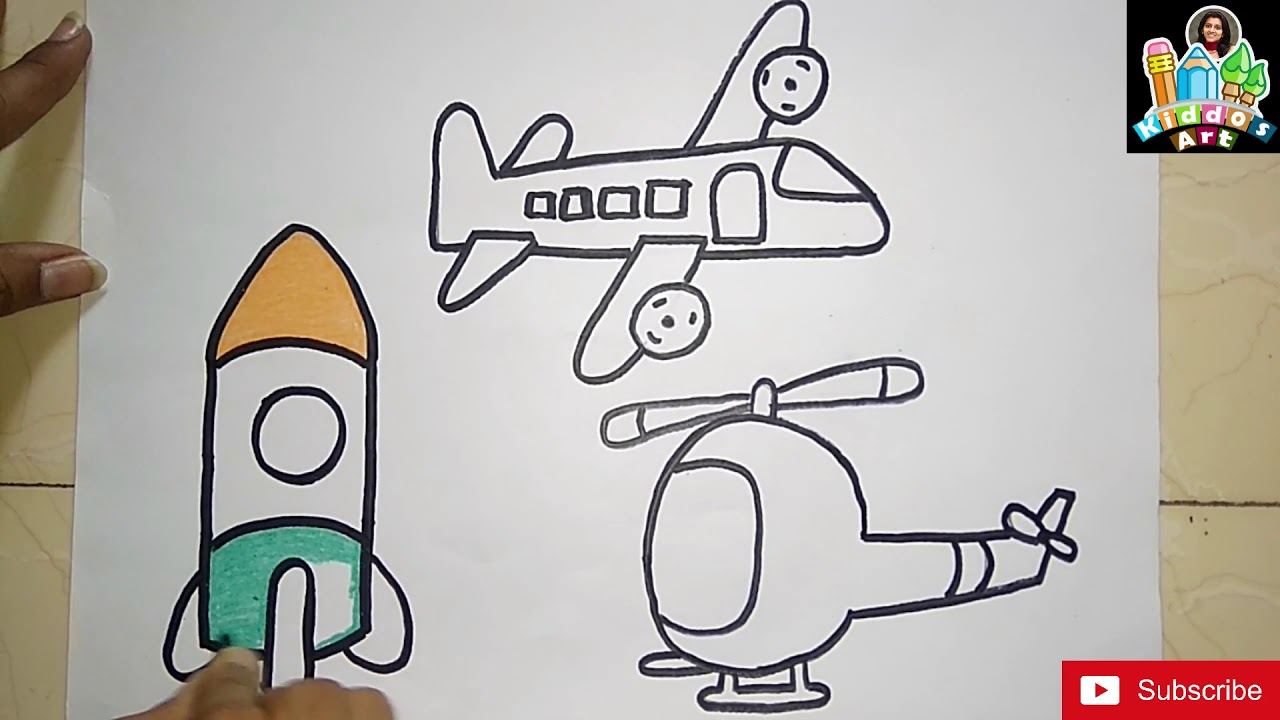 Easy drawing of Air Trasport/ Typed of Transport Part:2