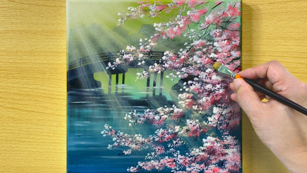 Cherry Blossom Painting / Acrylic Painting for Beginners / STEP by STEP #232 / 벚꽃풍경 아크릴화