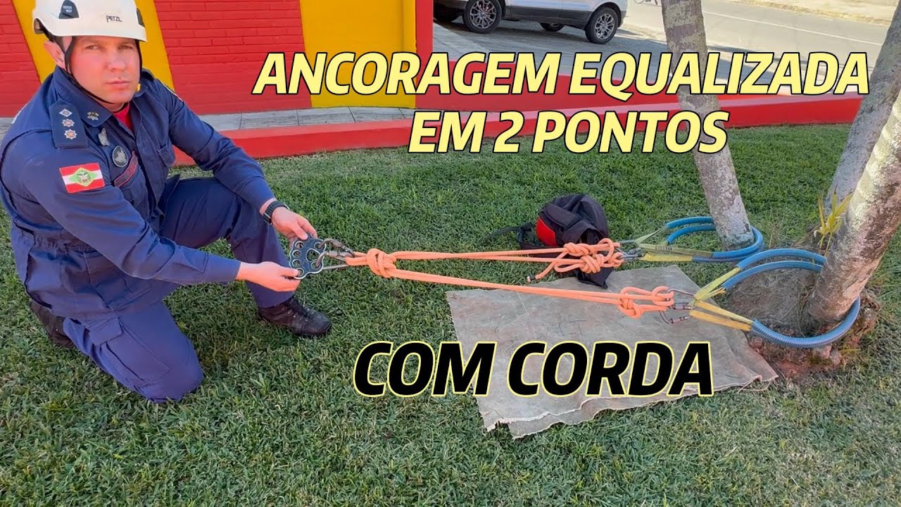 Ancoragem equalizada em 2 pontos com corda