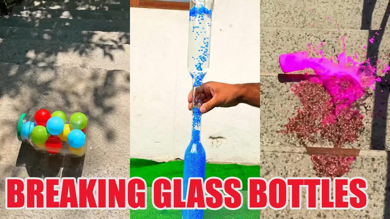 Breaking Glass Bottles and Balloon Drops 🔥 Crushing Crunchy & Soft Things #asmr #satisfying