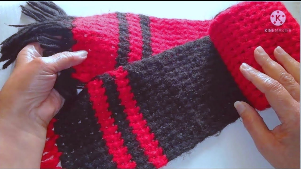 كروشيه شال /كوفية / سكارف مفرغة بسيطة للمبتدئين crochet man or woman scarf by  cross stitch