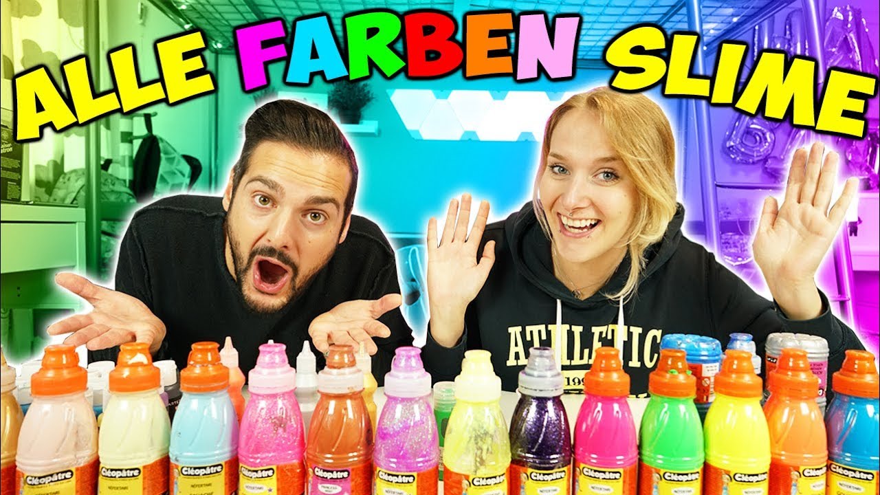 ALLE FARBEN XXL SLIME Challenge - Kaan & Nina mischen alle Schleim Farben | Was kommt dabei raus?