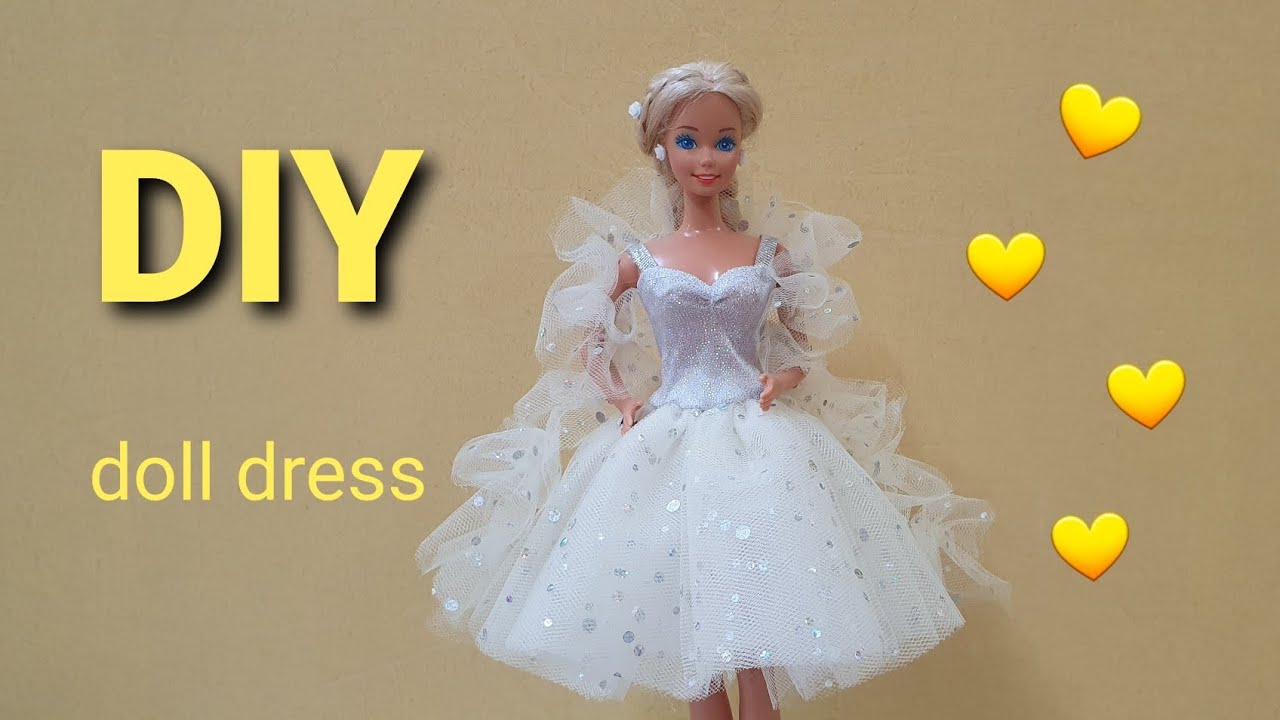Simple Doll Dress Makeover  | Using Tulle Glitter