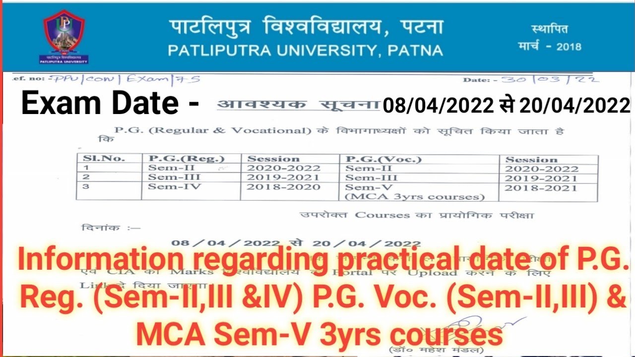 Ppu pg exam date notice || ppu practical date | pg pariksha kab hoga