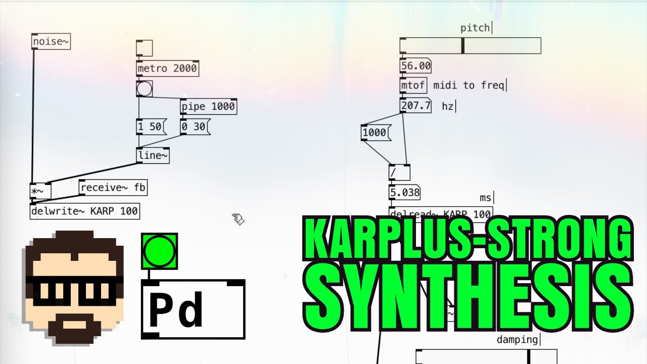 Синтез Карплюса-Стронга в Pure Data Vanilla (полное руководство по Pd) | Саймон Хатчинсон