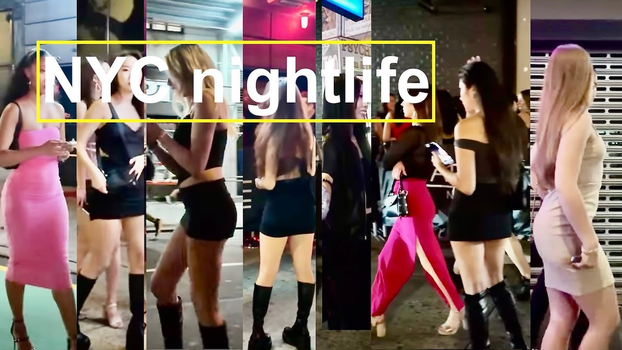 NYC Midnight Temptation, Women Explore Nightlife In Manhattan, Nightlife 4K