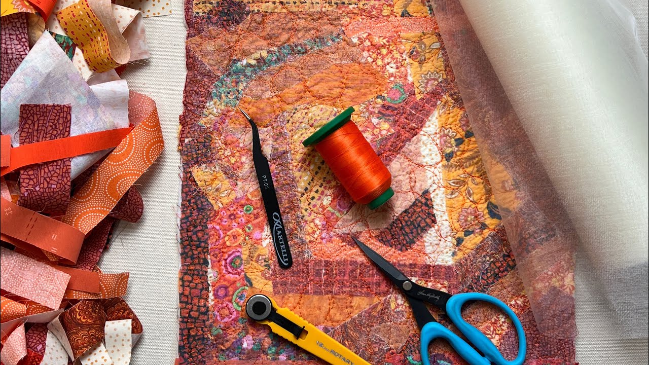 Scrap Fabric into Gorgeous Embellished Textile, Shabby Chic, Free Motion Sewing #scrapfabricprojects