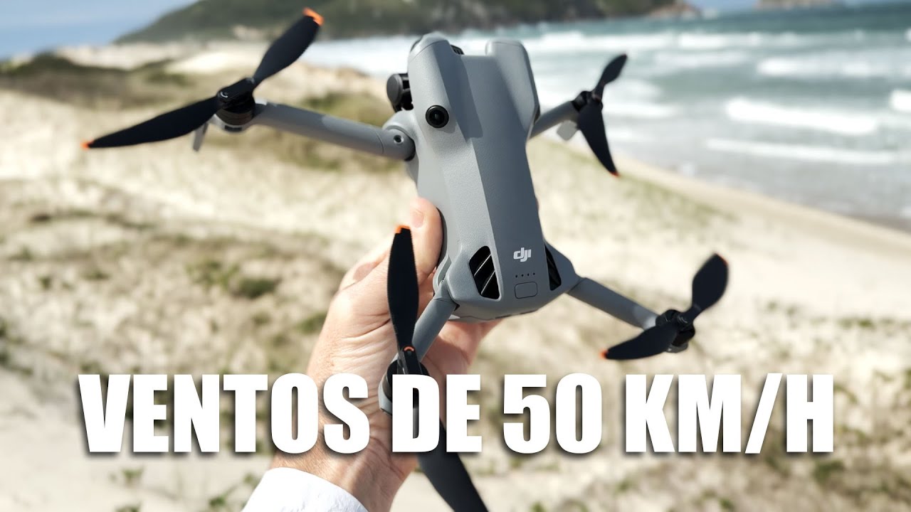 Drone DJI Mini 5 Pro voando com ventos de até 50 hm/h