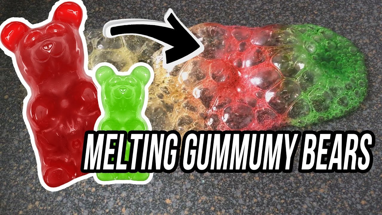 MELTING GUMMY BEARS IN A METAL PAN.