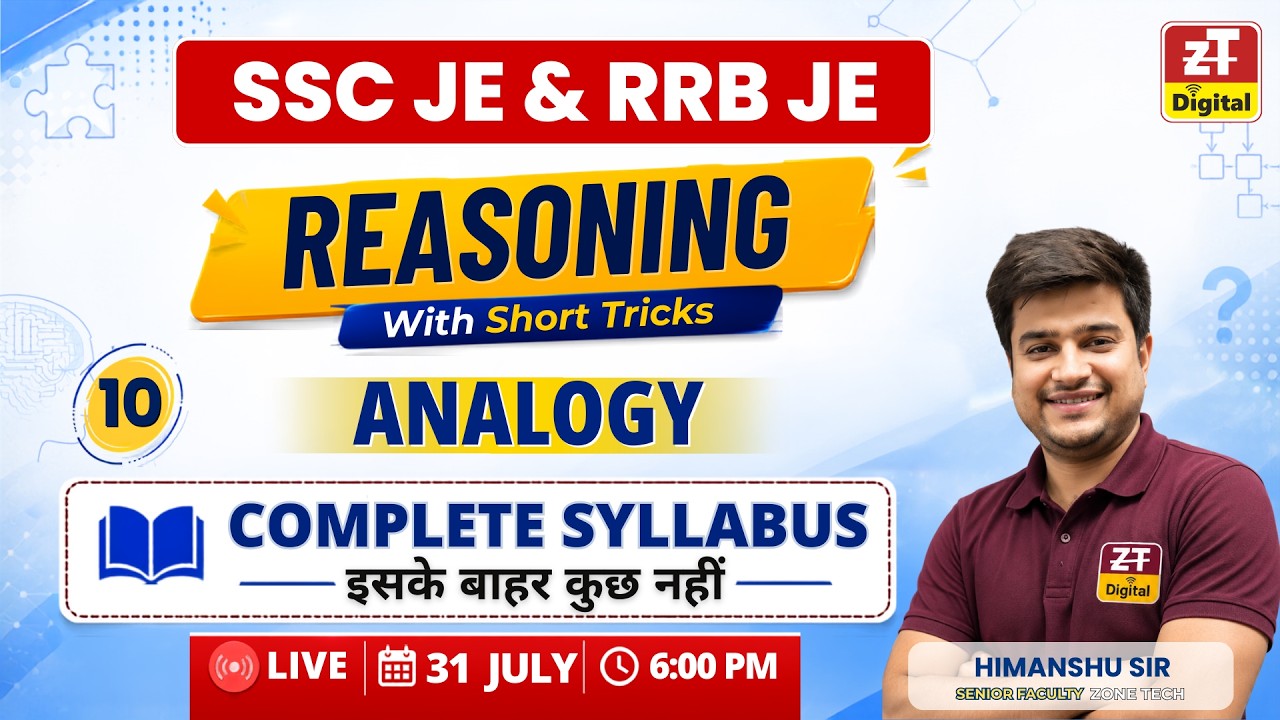 10.SSC JE & RRB JE Reasoning | Analogy with Short Tricks || Complete Syllabus || ZONE TECH