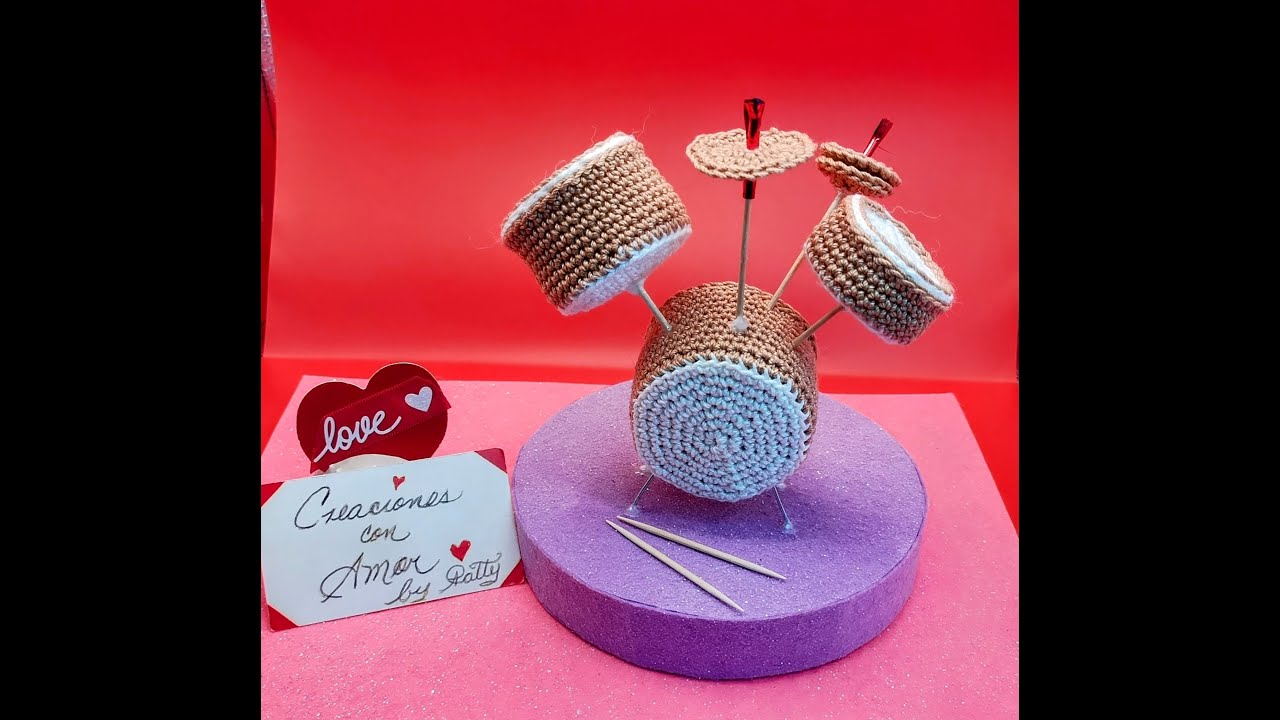 Bateria Musical a crochet 1/2 videos/Crochet Drum set 1/2