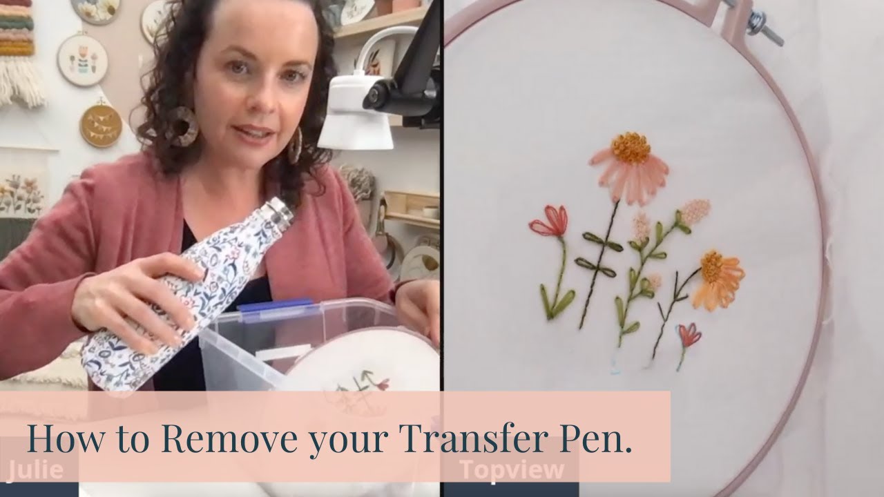 How to remove transfer pen from modern embroidery patterns