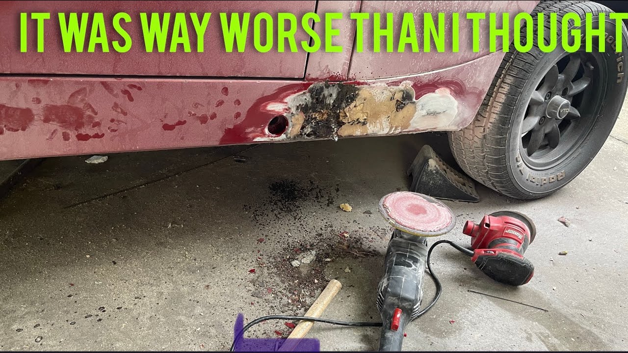 Fixing massive rust hole using fiberglass Austin Healey Sprite mk2 rat rod build