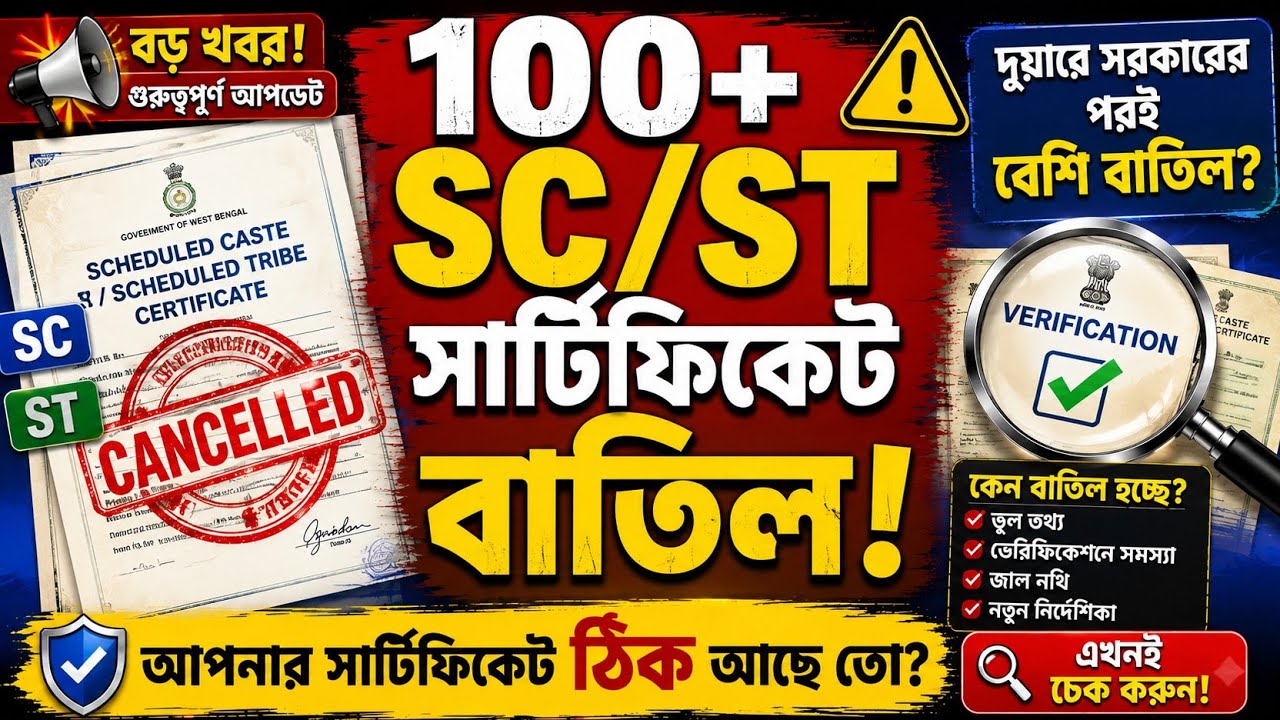 📢 SC-ST Certificate Update | ১০০+ সার্টিফিকেট বাতিল! এবার আপনারটাও চেক করুন