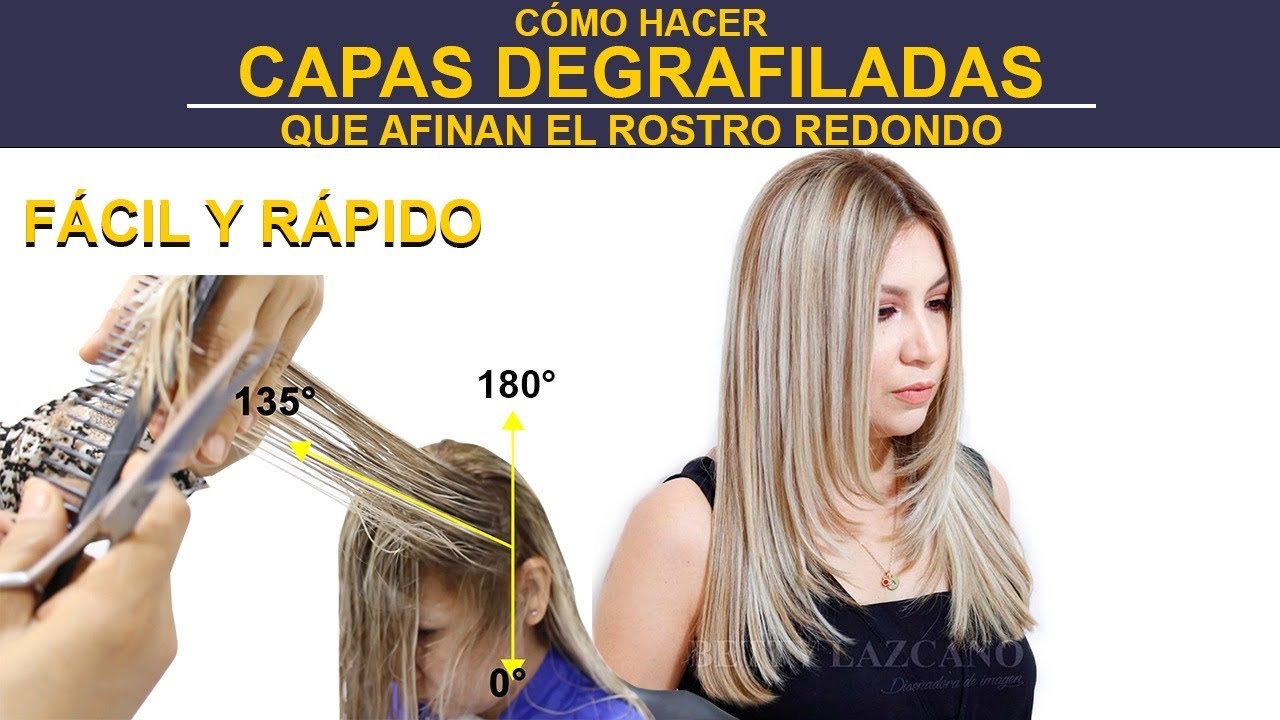 COMO CORTAS CAPAS DEGRAFILADAS PARA CARA  REDONDO O GORDITA.SUAVIZA Y AFINA TODOSLO ROSTROS