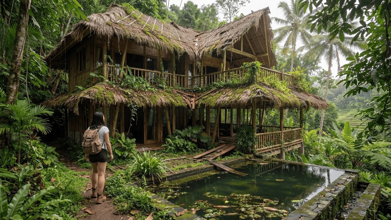 Girl Living in Isolation Restores an Abandoned Luxury Tropical Villa in the Bali (ASMR)