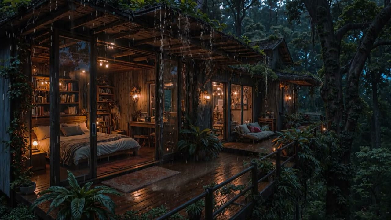 Soft Rainfall at a Quiet Woodland Cabin 🌧️ | Perfect White Noise for Sleeping