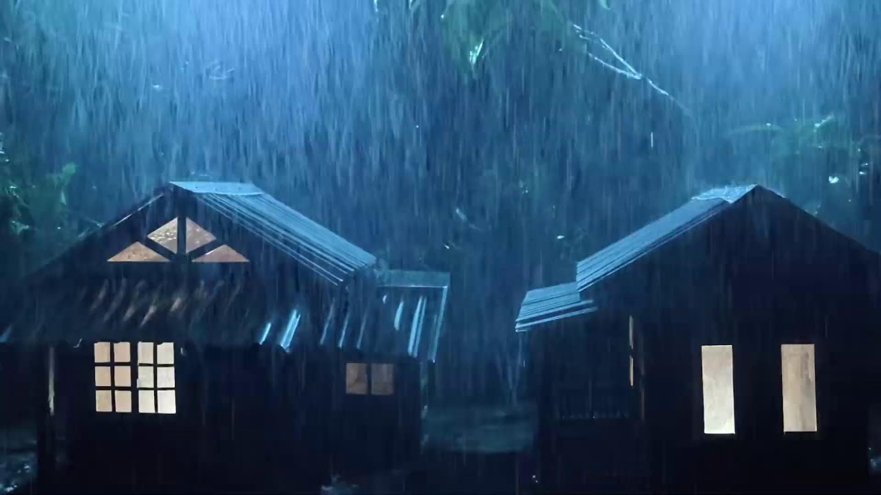 No Ads Rain Sounds for Sleeping - ASMR Wild Night Rain on Tin Roof for Severe Sleep Disorder #111