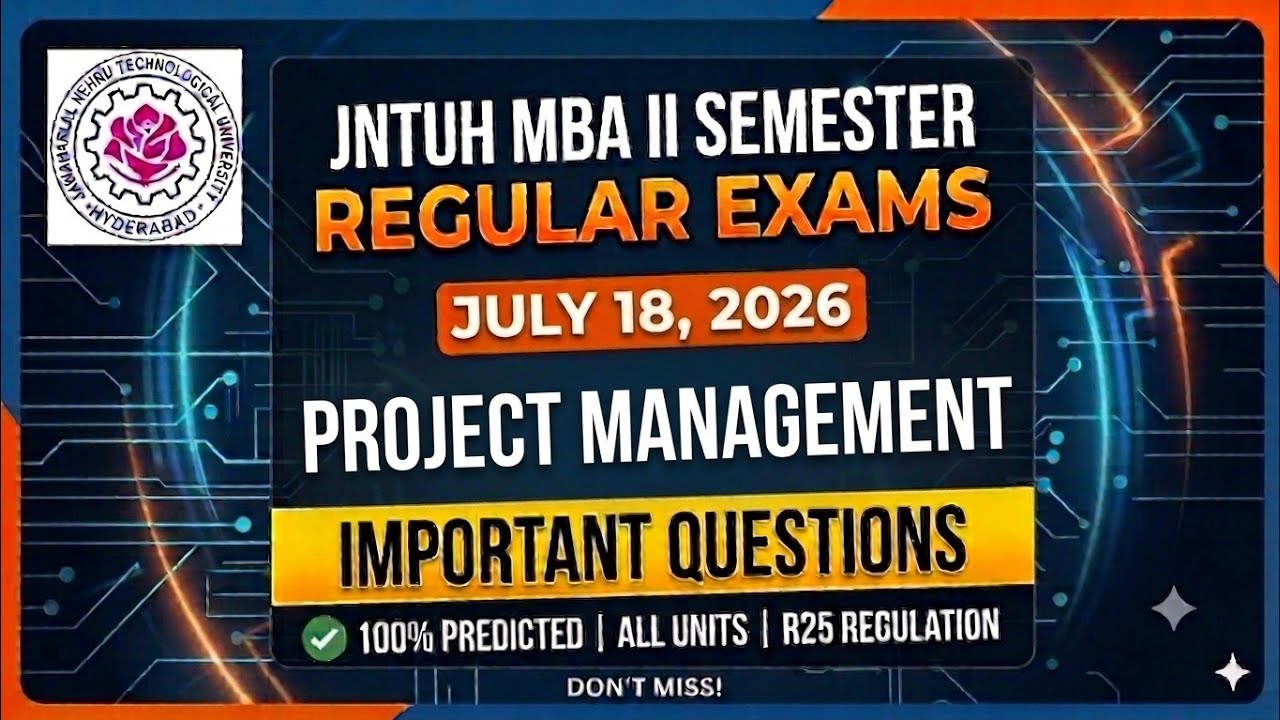 👉🏼JNTUH MBA R25 Project Management Important Questions 2026 | MBA 2nd Semester | july 2026👍🏼