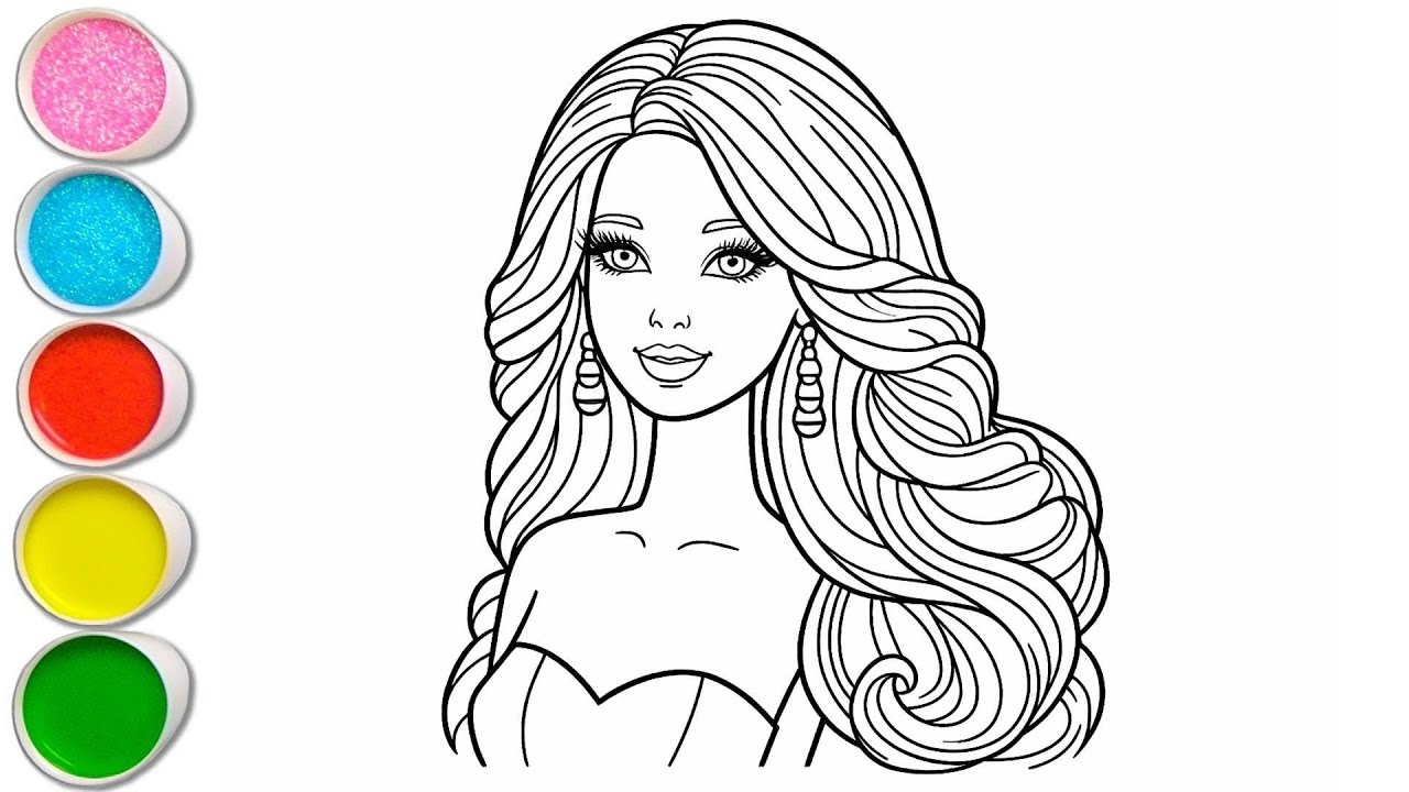 Cute Barbie Girl Drawing for kids, Painting & Coloring for kids, Toddlers | Let's Draw Together